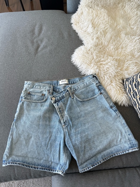 Agolde Light Blue Criss-Cross Waist Denim Shorts - Picture 4 of 5